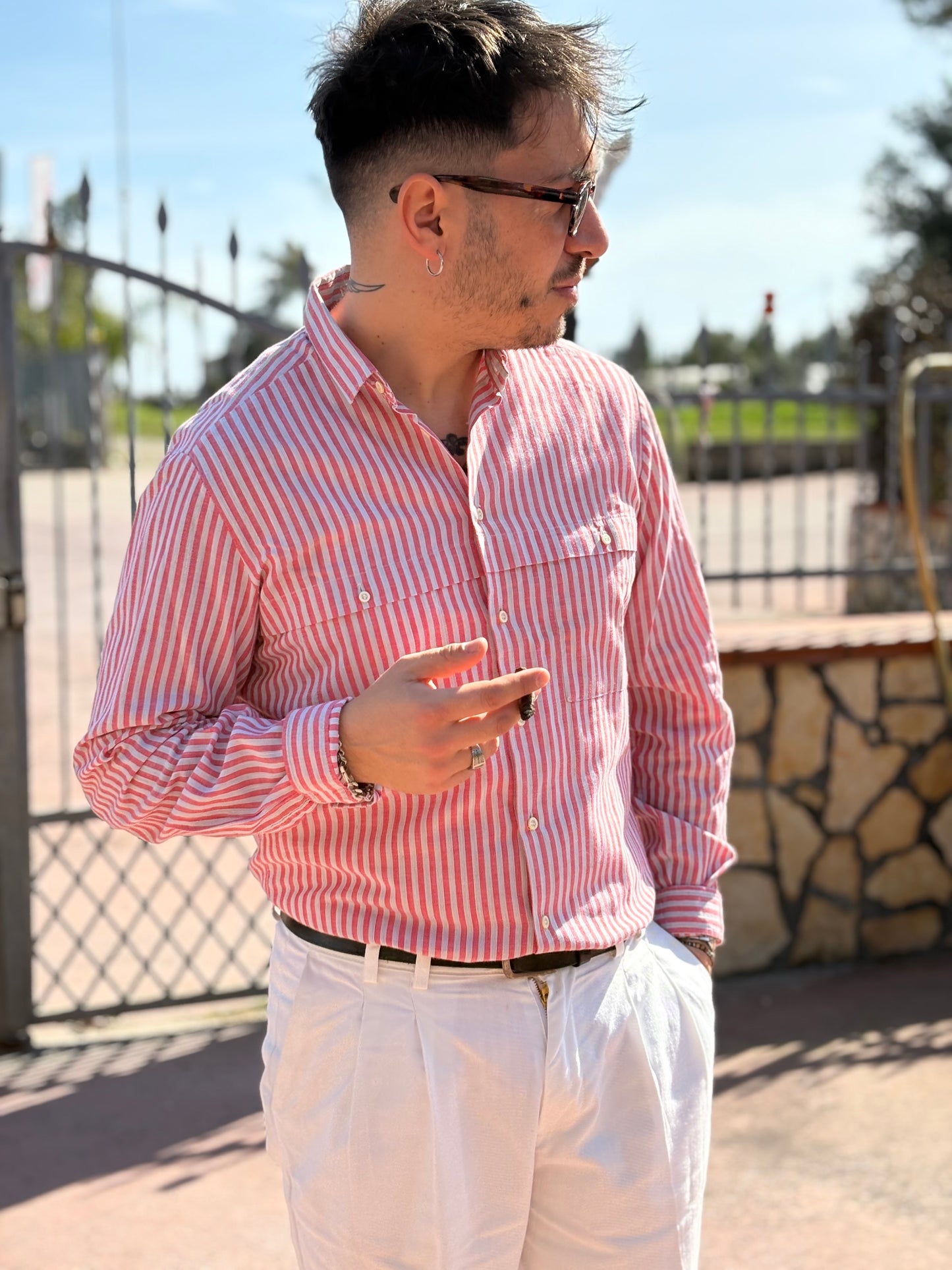 Camicia a Righe 80/90 Vintage -M-