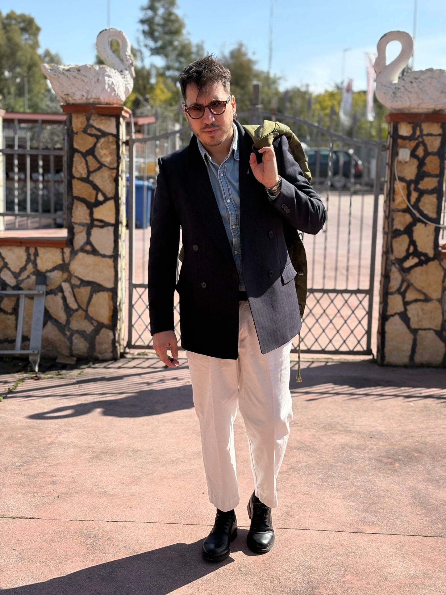 Giacca Doppio Petto Gessata 80/90 -M-