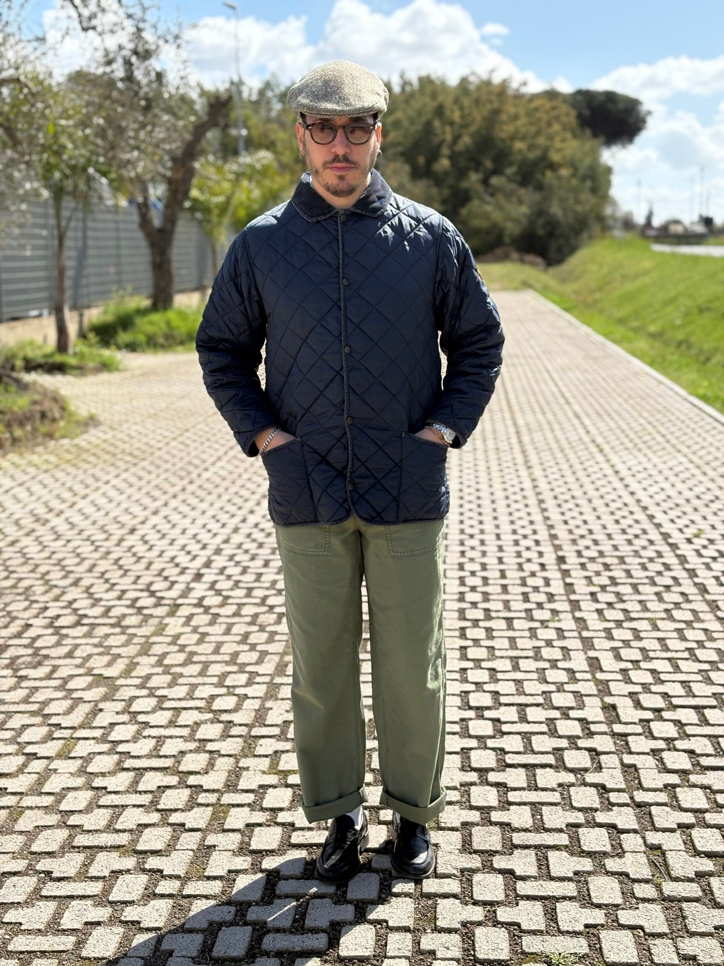 Giacca Trapuntata con Colletto a Costine in Velluto 80/90 -S-