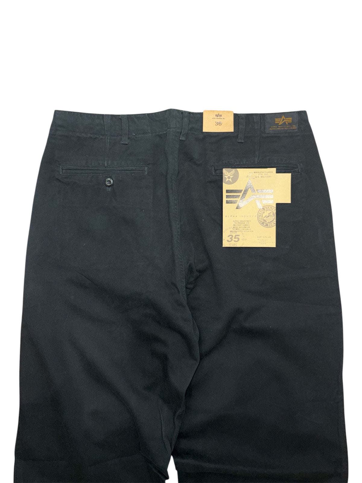 Pantaloni Chino Alpha Industries Neri W36 – Nuovi con Cartellino