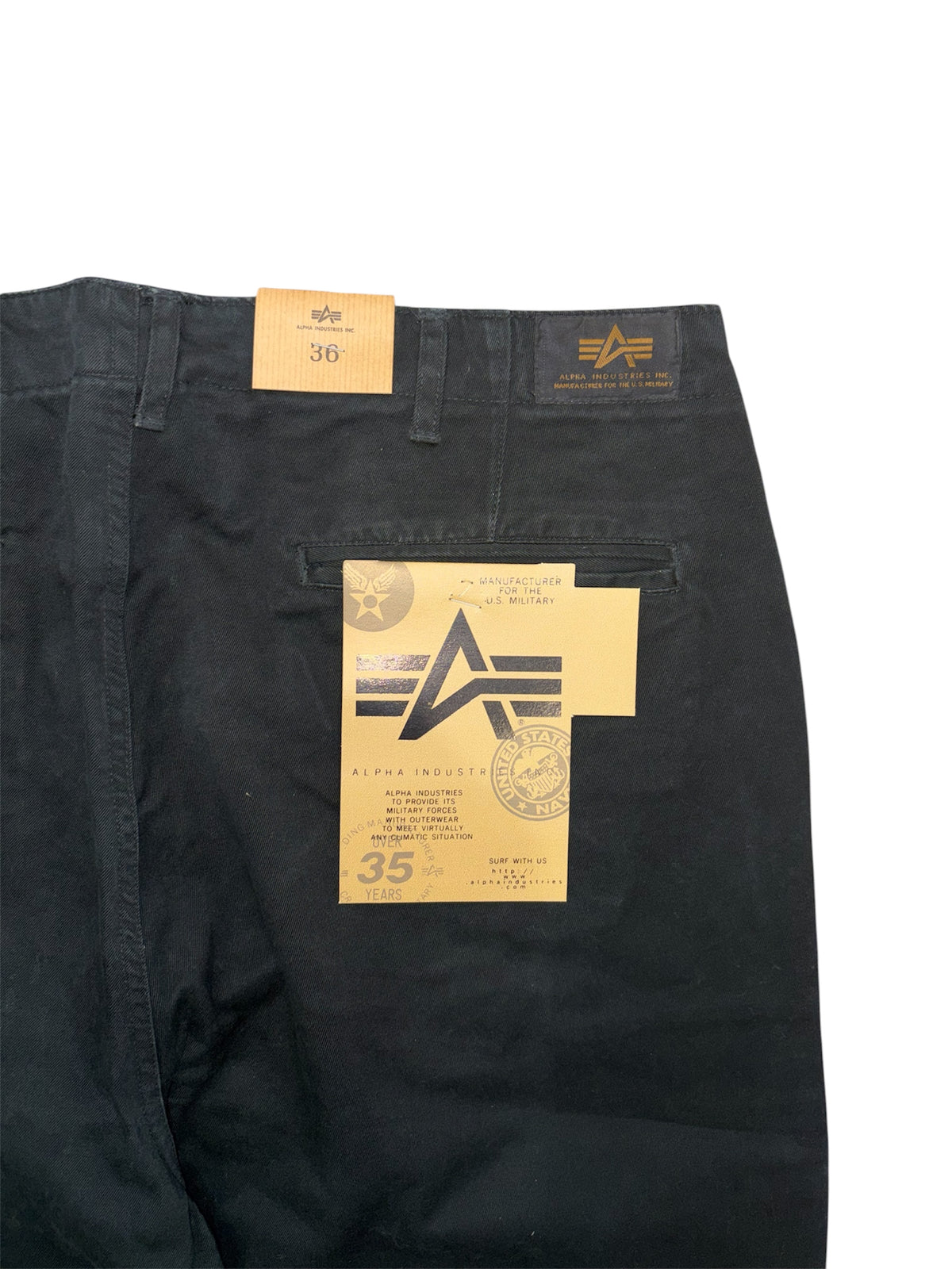 Pantaloni Chino Alpha Industries Neri W36 – Nuovi con Cartellino