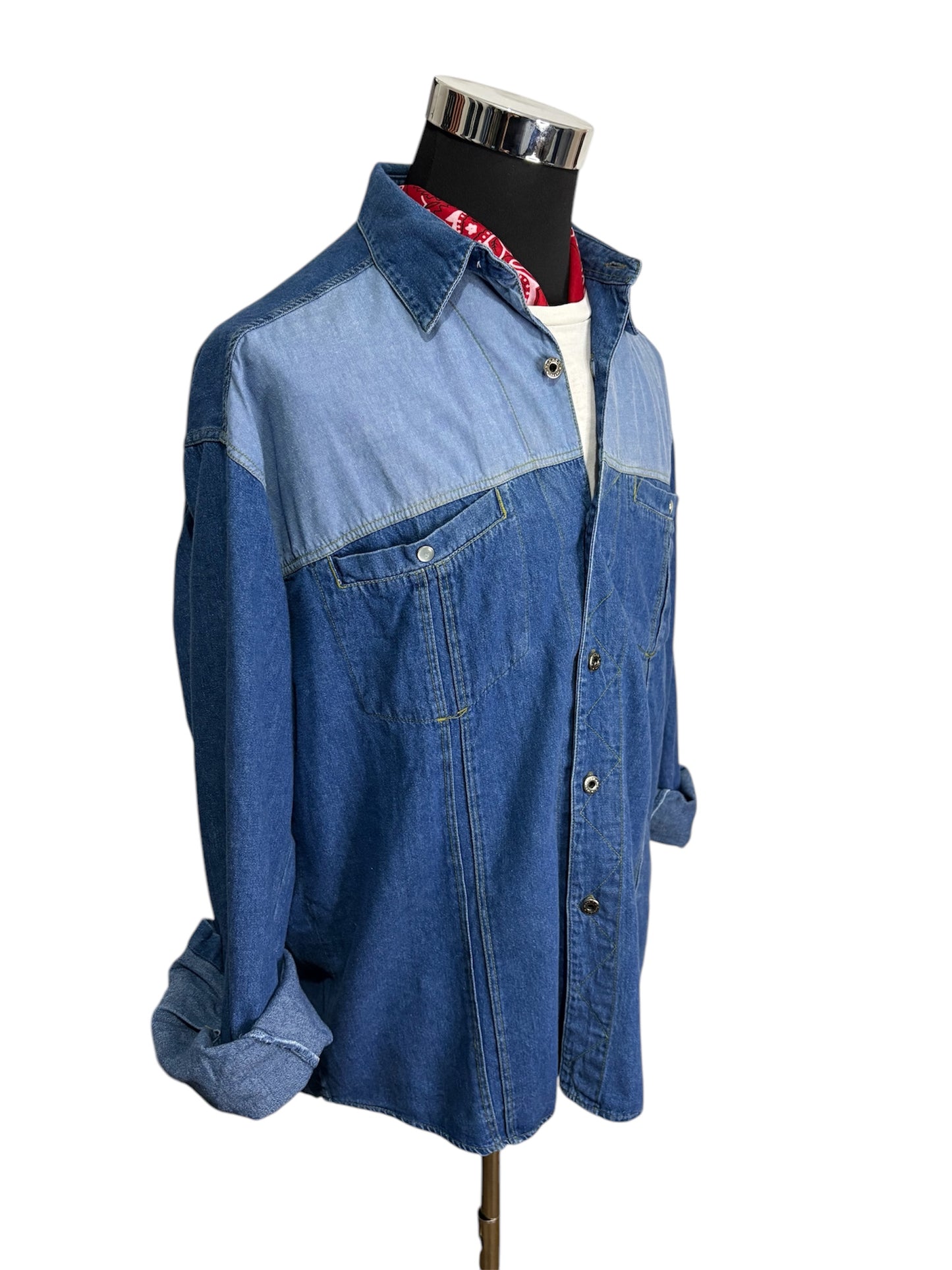 Camicia Jeans Western 80/90 Vintage - L -