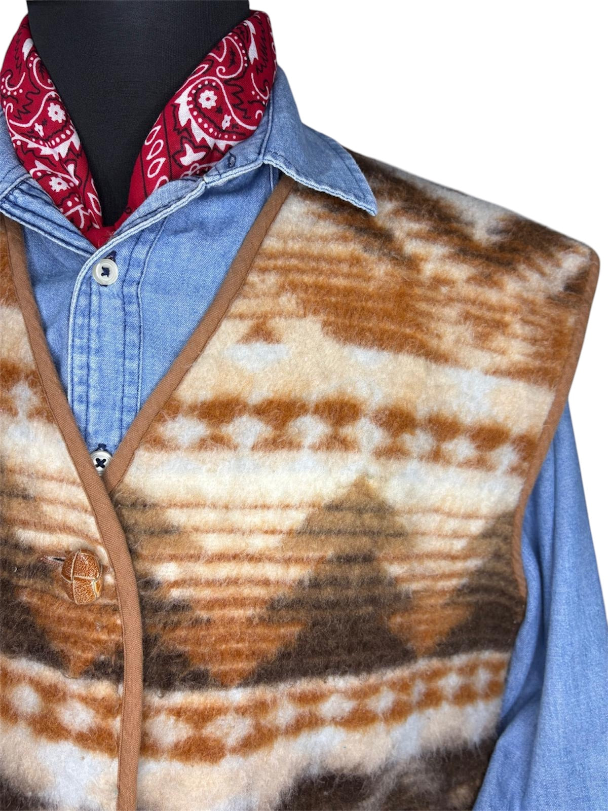 Gilet Navajo in Pile 70/80 Vintage -L/XL-
