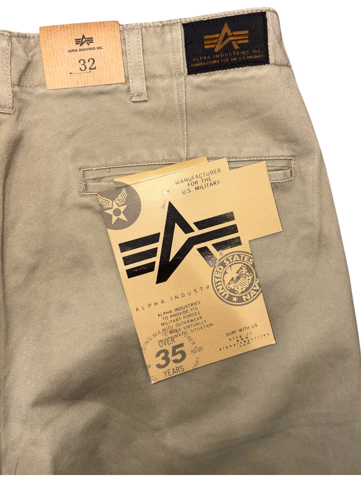 Pantaloni Chino Alpha Industries Beige W32 – Nuovi con Cartellino