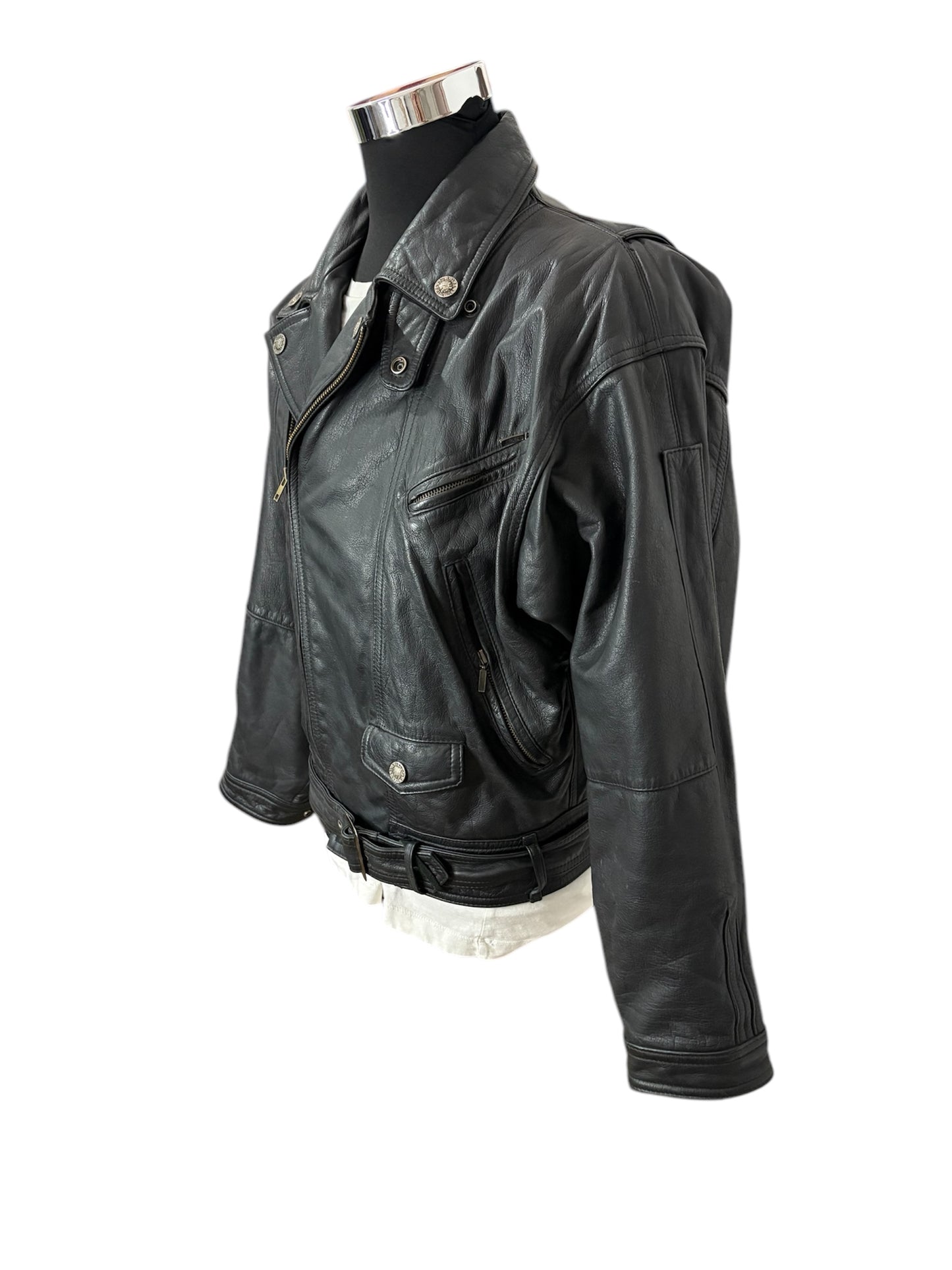 Giubbino Chiodo Pelle 80/90 Vintage -S/M-