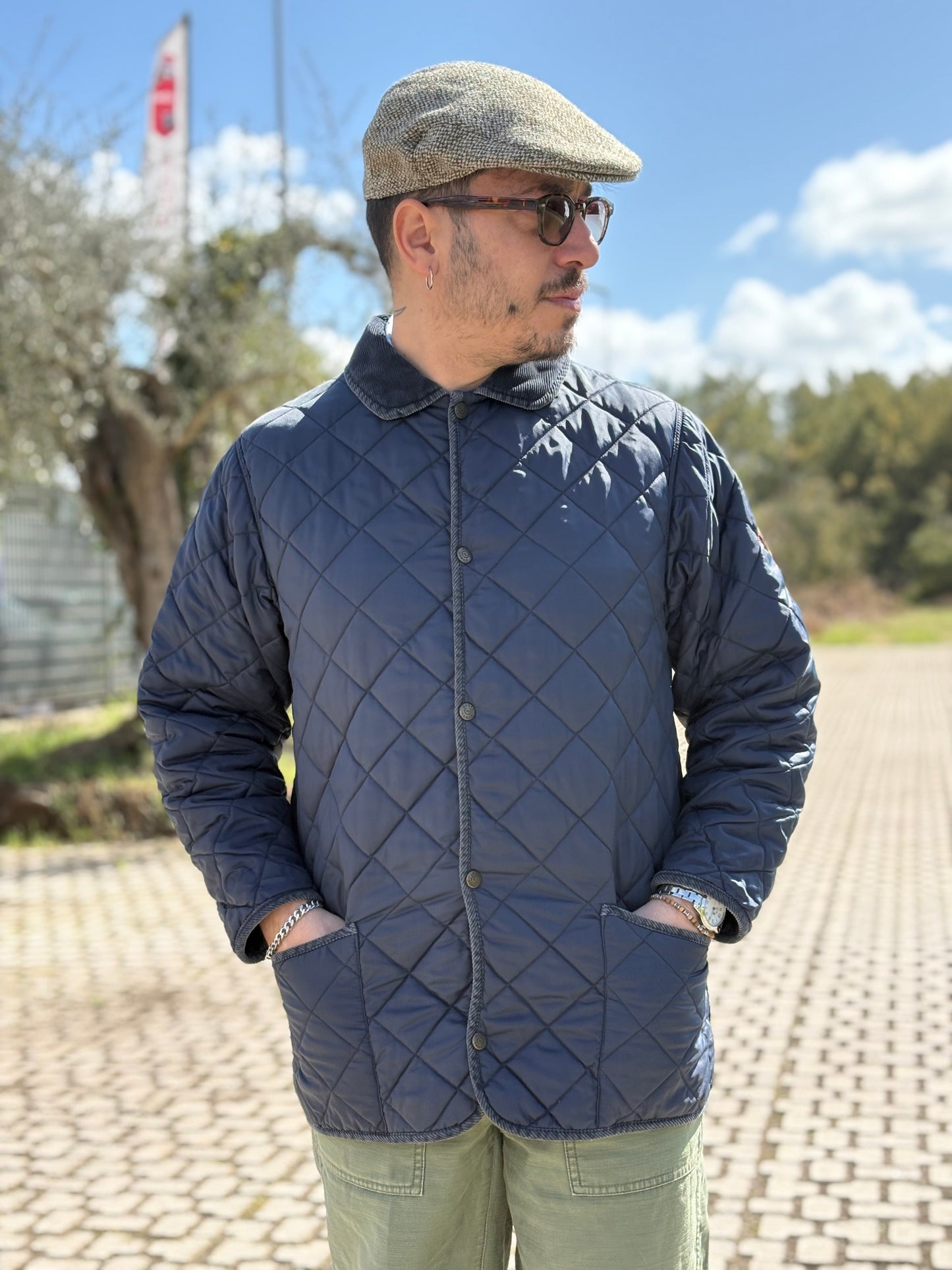 Giacca Trapuntata con Colletto a Costine in Velluto 80/90 -S-