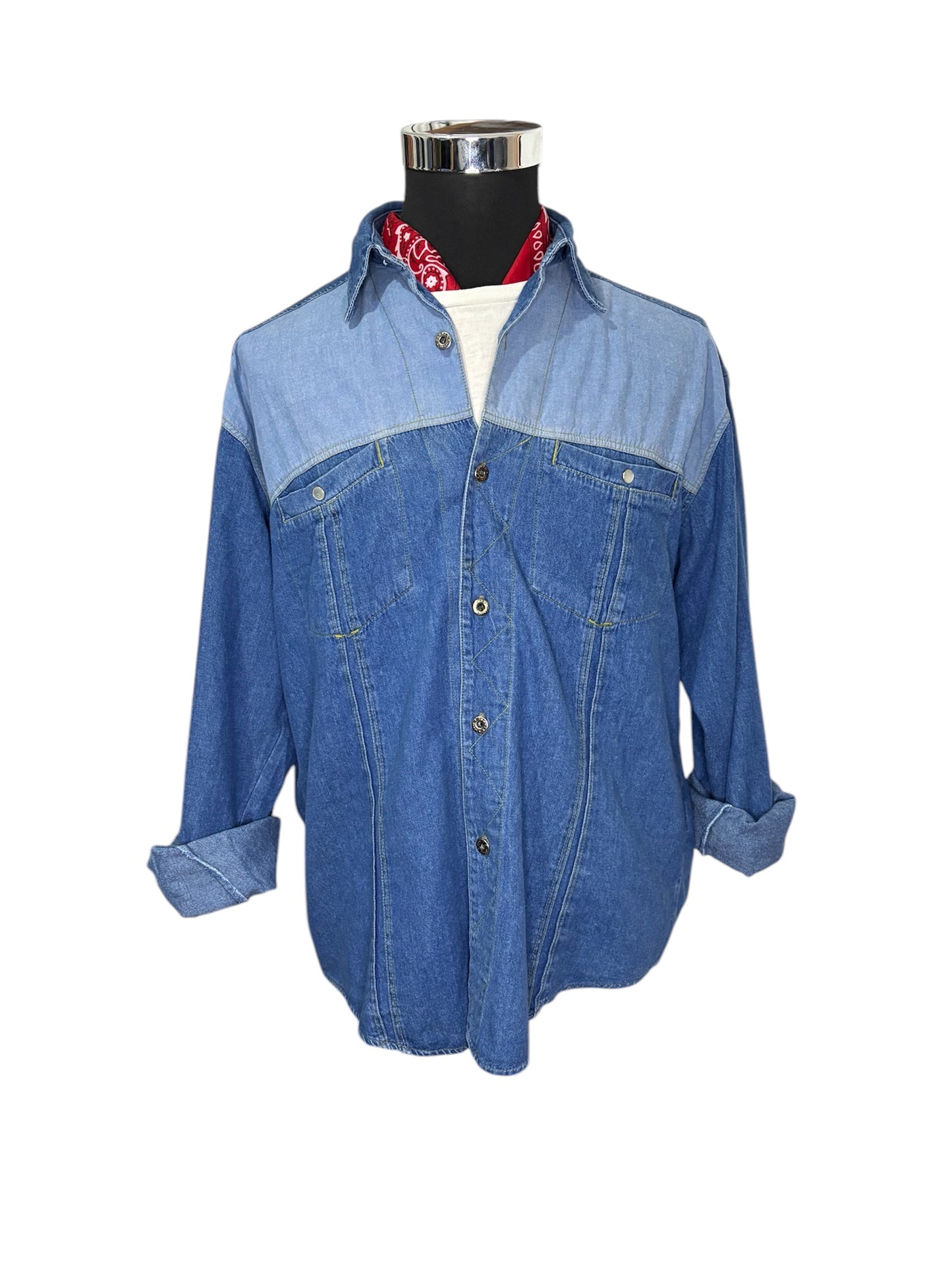 Camicia Jeans Western 80/90 Vintage - L -