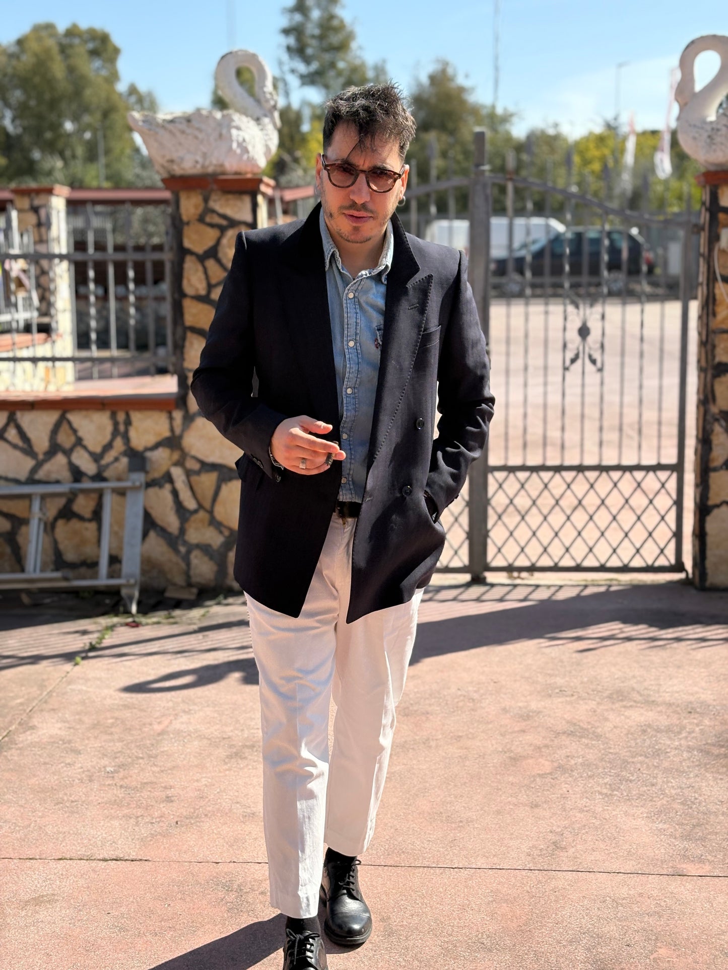 Giacca Doppio Petto Gessata 80/90 -M-